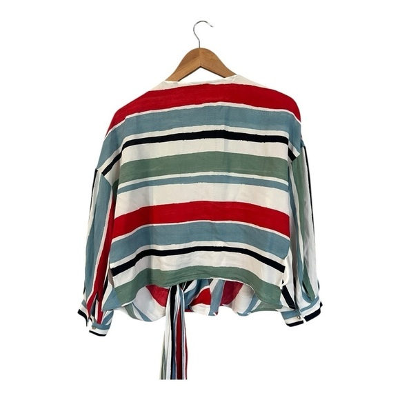 Zara Wrap Top Multi Color Stripes Women's Size Medium M - Picture 3 of 4